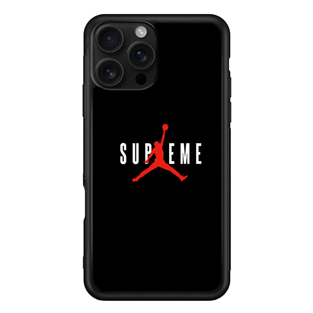 Jordan X Supreme Black Background iPhone 16 Pro Case | Slim Rubber Case for iPhone 16 Pro