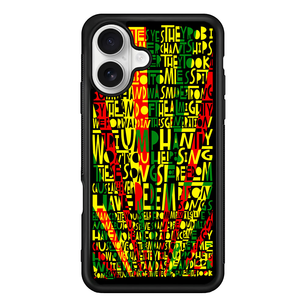 Bob Marley Redemption Song iPhone 16 Plus Case | Durable Protective Rubber Cover