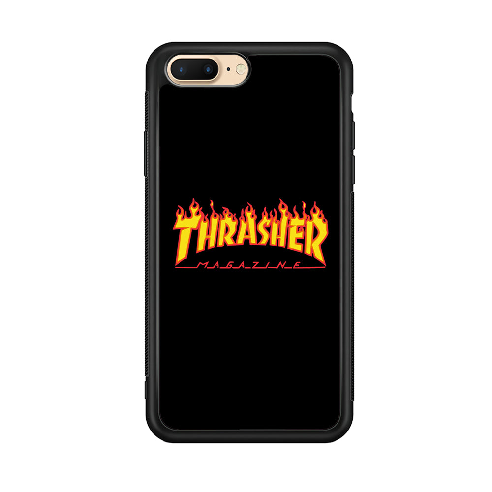 Thrasher Magazine Black Simple Fire iPhone 8 Plus Case | Slim Rubber Case for iPhone 8 Plus