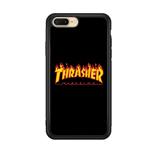 Thrasher Magazine Black Simple Fire iPhone 8 Plus Case | Slim Rubber Case for iPhone 8 Plus