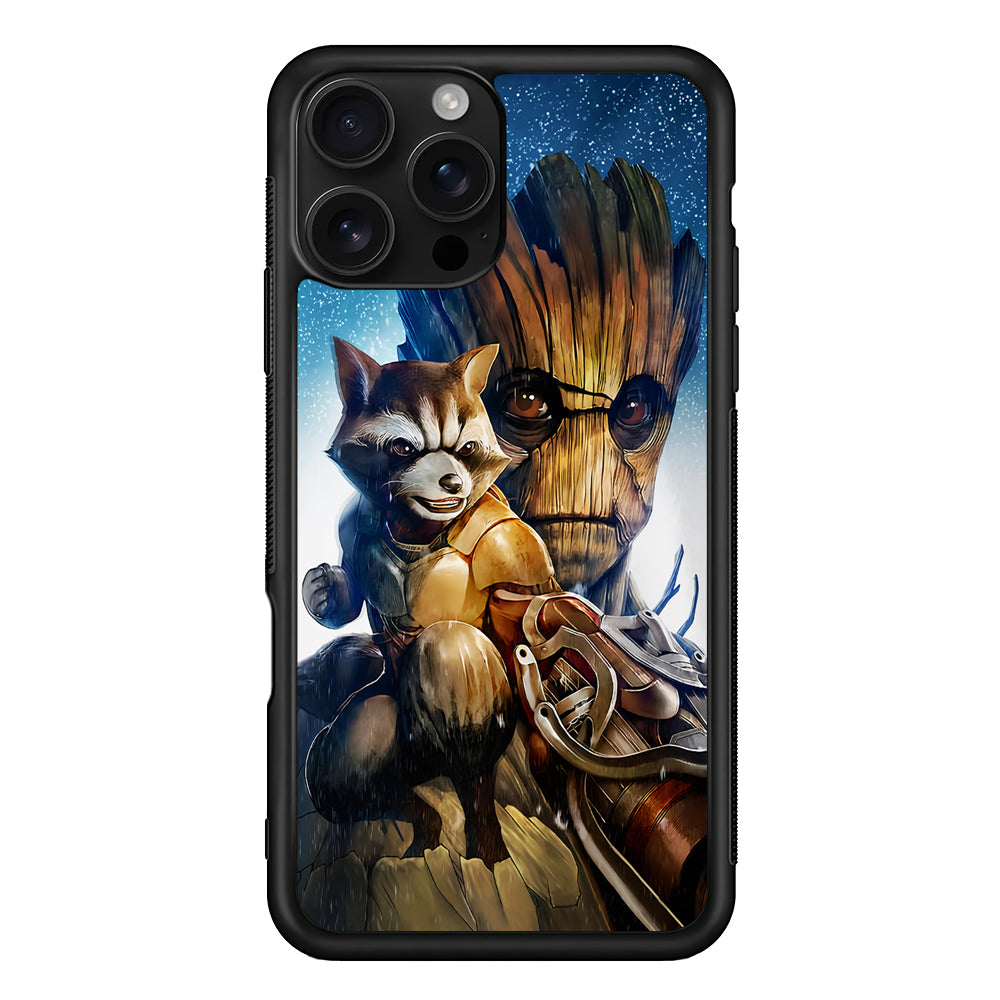 Rocket Raccoon and Groot iPhone 16 Pro Case | Durable Protective Case for iPhone 16 Pro