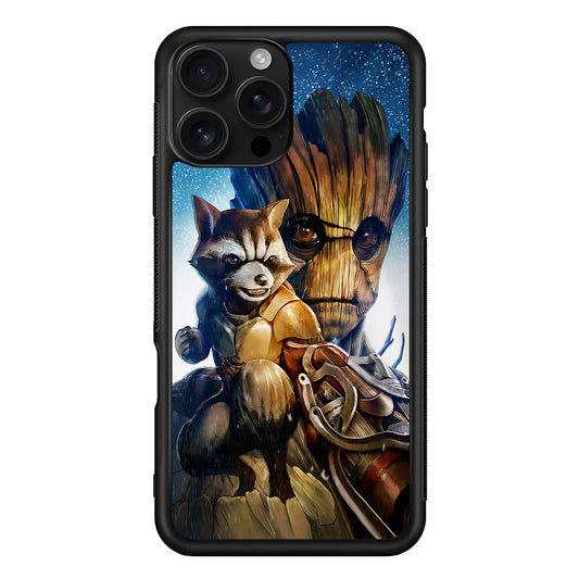 Rocket Raccoon and Groot iPhone 16 Pro Case | Durable Protective Case for iPhone 16 Pro