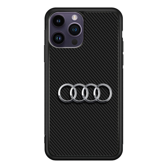 Audi Metal Against a Dark Carbon iPhone 14 Pro Max Case | Slim Rubber Case for iPhone 14 Pro Max