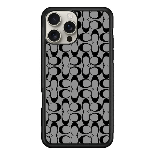 Coach Black Grey iPhone 16 Pro Max Case | Slim Rubber Case for iPhone 16 Pro Max