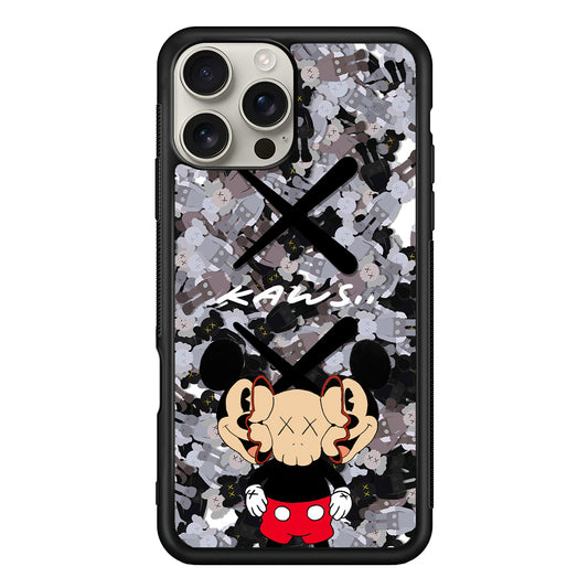 Kaws and Mickey Mask iPhone 16 Pro Max Case | Slim Rubber Case for iPhone 16 Pro Max