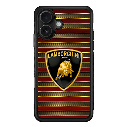 Lamborghini Red Gold Luxury iPhone 16 Case | Slim Rubber Case for iPhone 16