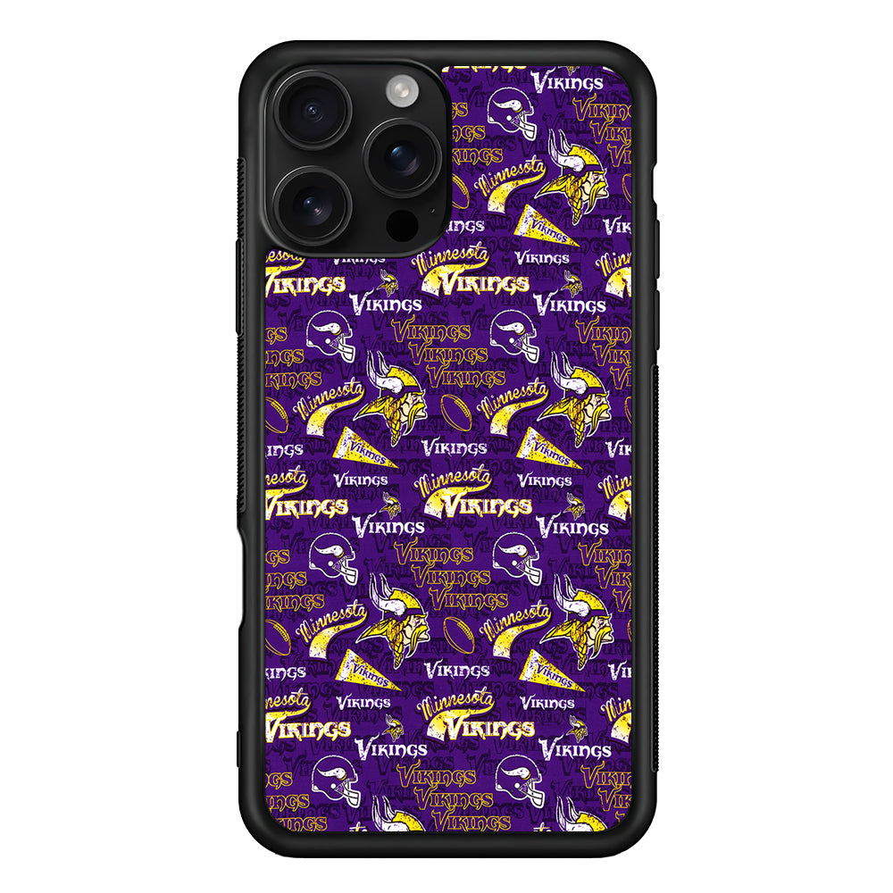 Minnesota Vikings Patterns iPhone 16 Pro Case | Durable Protective Case for iPhone 16 Pro
