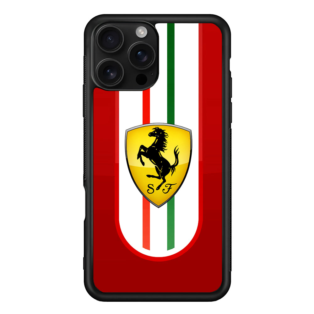 Ferrari Logo Red iPhone 16 Pro Case | Slim Rubber Case for iPhone 16 Pro
