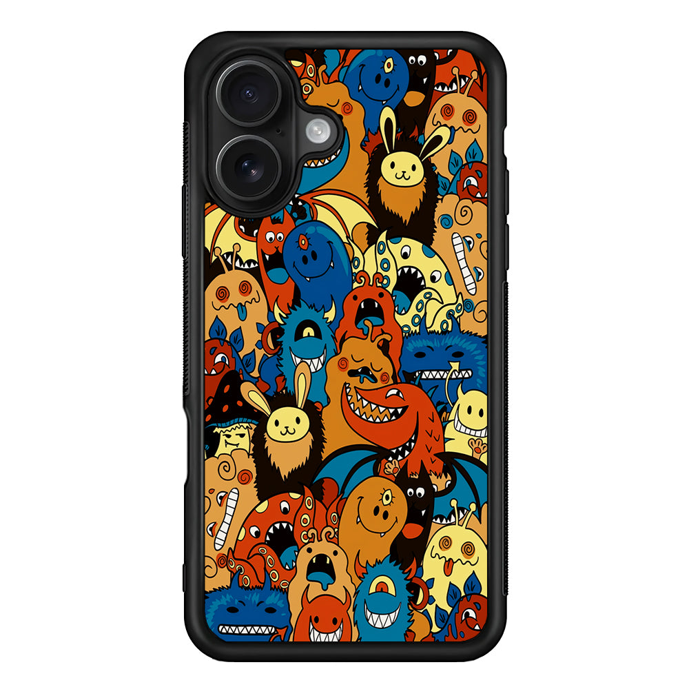 Cute Monsters Doodle Cartoon iPhone 16 Case - Oxvistore