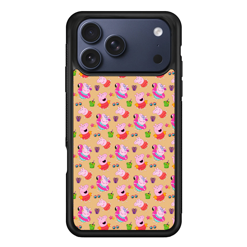 Peppa Pig on The Beach Pattern iPhone 17 Pro Max Case | Slim Protective Cover for iPhone 17 Pro Max