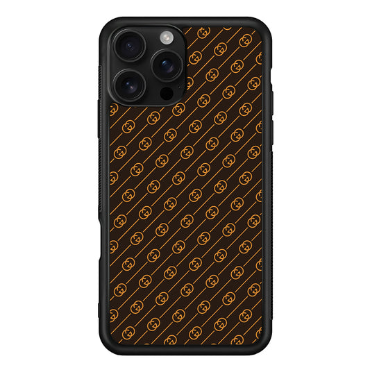 Gucci Brown Pattern iPhone 16 Pro Case | Slim Rubber Case for iPhone 16 Pro