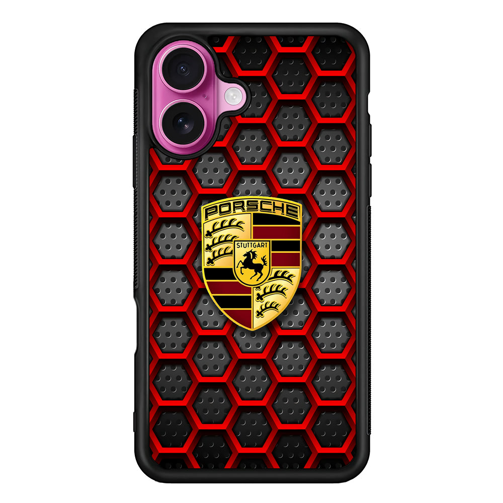 Porsche Red Hexagon iPhone 17 Case - Slim Rubber Case for iPhone 17