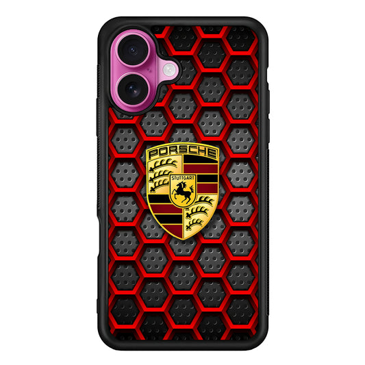 Porsche Red Hexagon iPhone 17 Case - Slim Rubber Case for iPhone 17