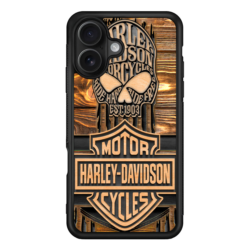 Harley Davidson Wooden Skull iPhone 16 Case - Oxvistore