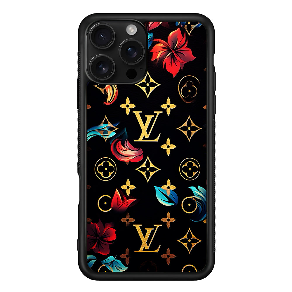 Louis Vuitton Flowers Design iPhone 16 Pro Case | Slim Rubber Case for iPhone 16 Pro