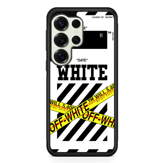 Off White Warning Line Samsung Galaxy S25 Ultra Case | Slim Rubber Case for Samsung Galaxy S25 Ultra