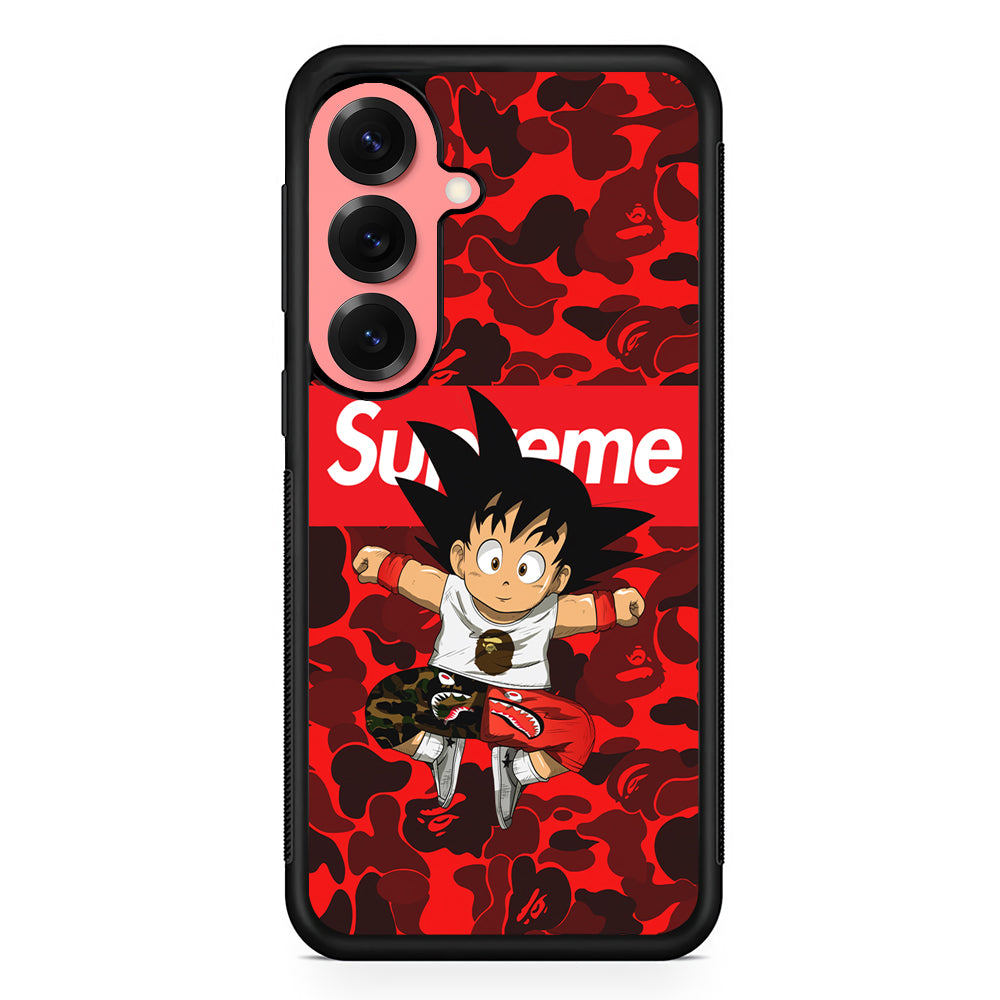 Bape Goku Red Camo Supreme Samsung Galaxy S25 Case | Slim Rubber Case for Samsung Galaxy S25