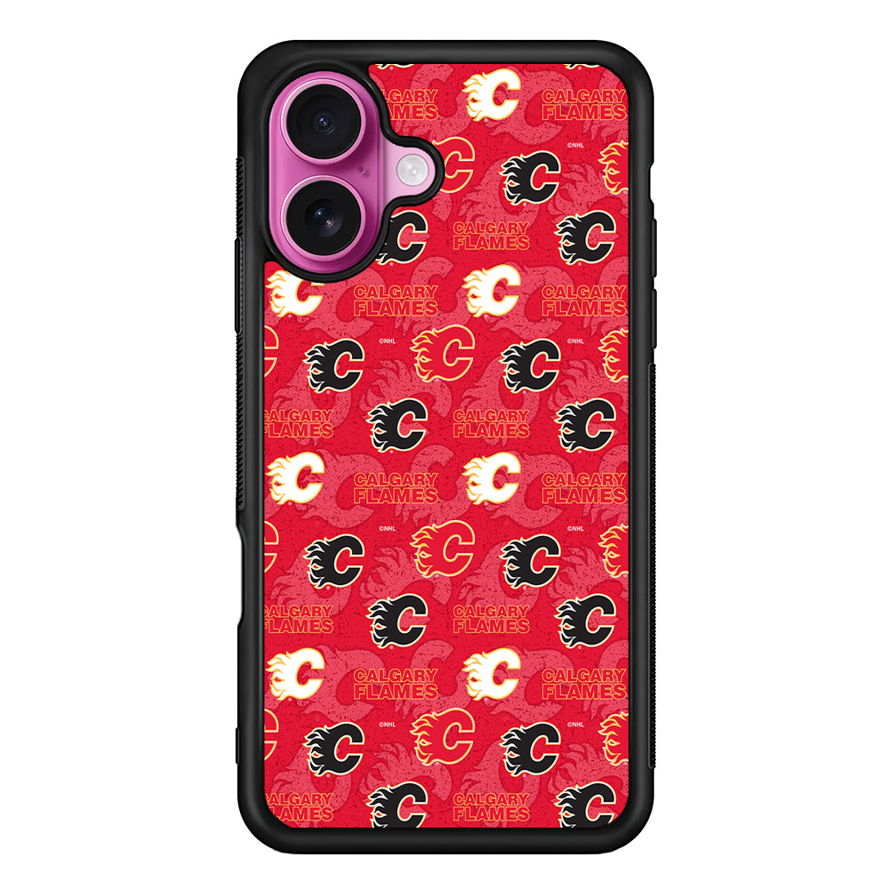 Calgary Flames Pattern iPhone 17 Case | Slim Protective Rubber Phone Cover
