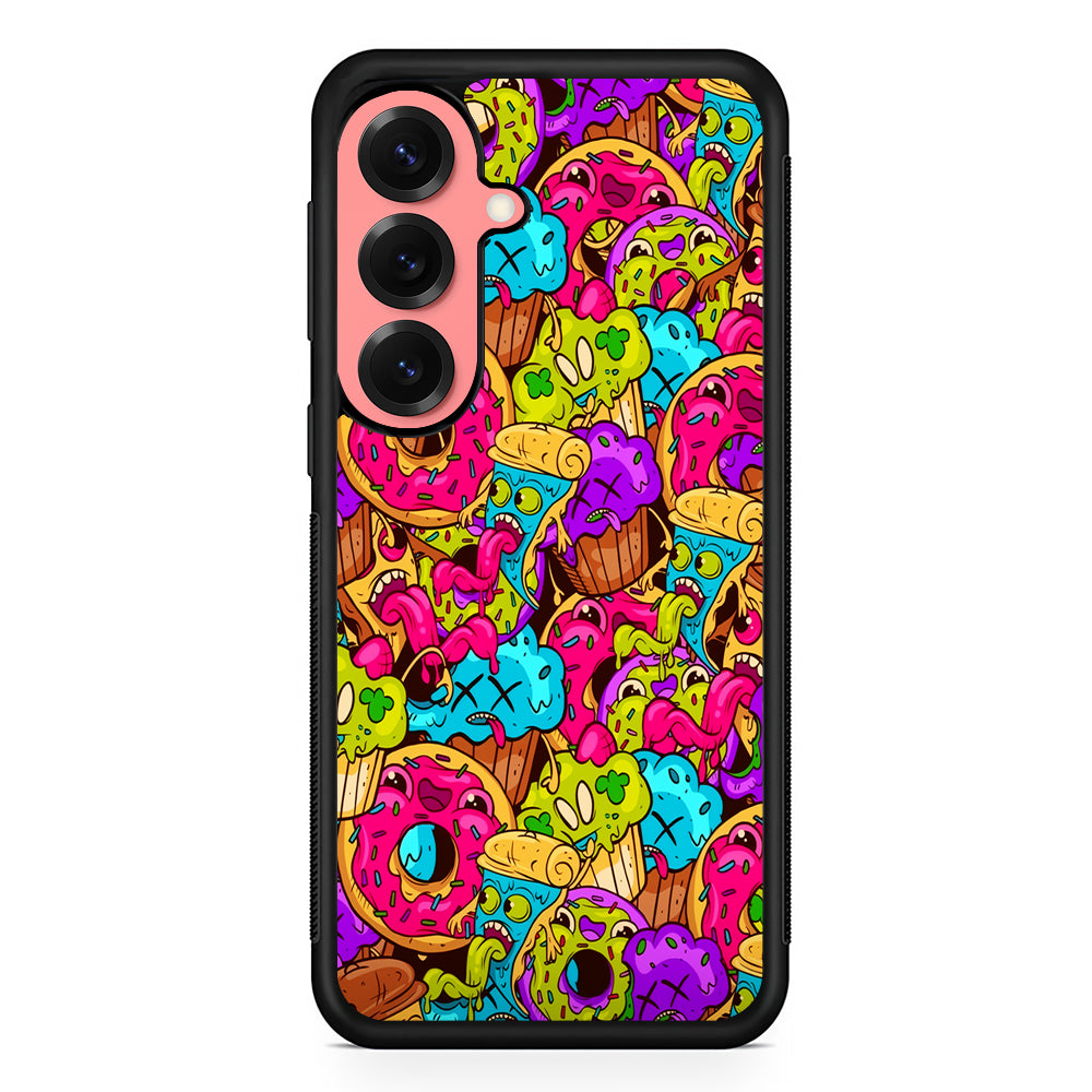 Cartoon Food Monster Doodle Samsung Galaxy S25 Case | Protective Case for Samsung Galaxy S25