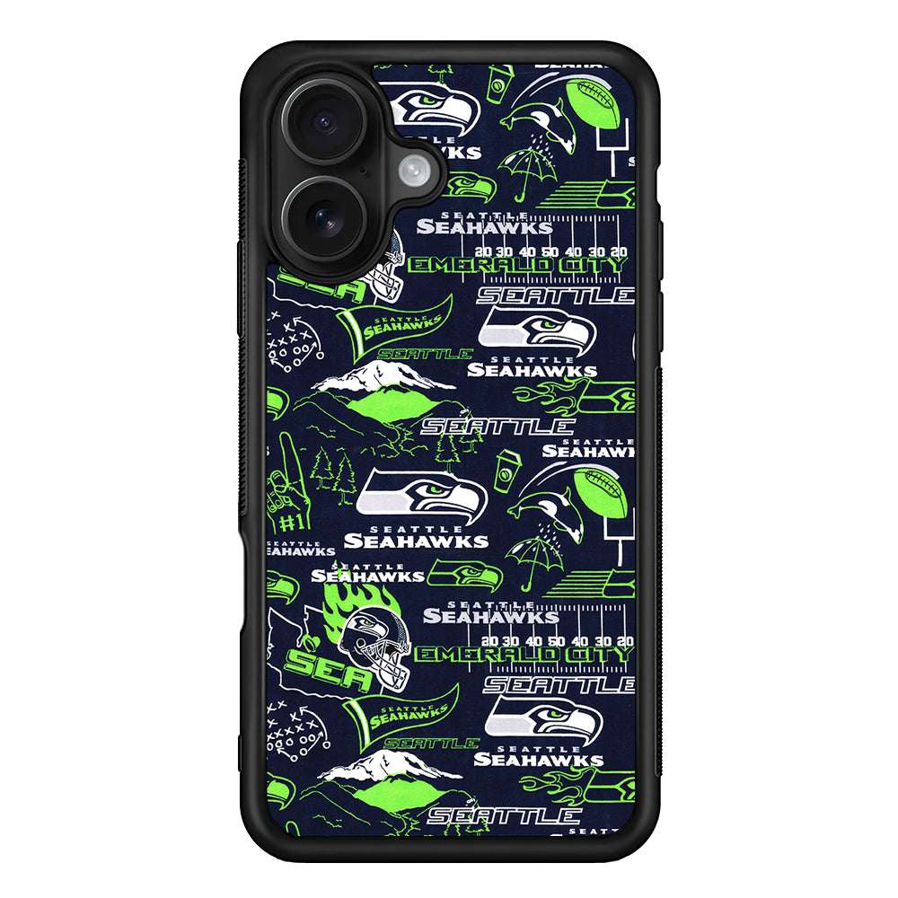 Seattle Seahawks Pattern iPhone 16 Case - Oxvistore