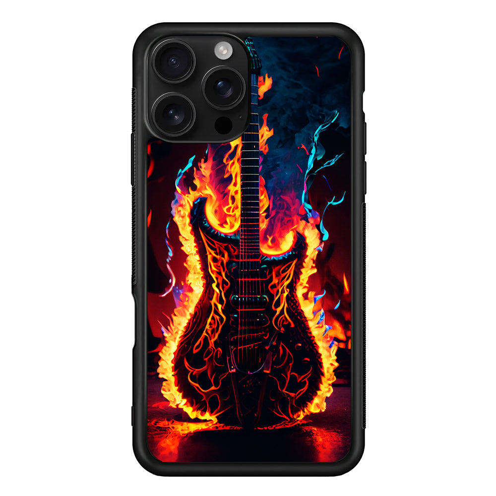 Flaming Guitar Art iPhone 16 Pro Case | Durable Protective Case for iPhone 16 Pro