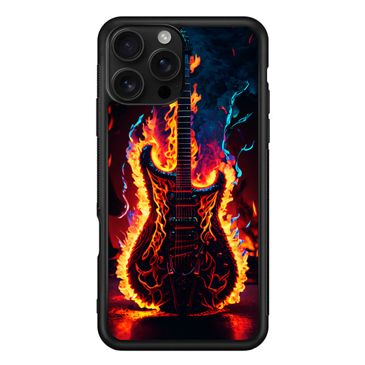 Flaming Guitar Art iPhone 16 Pro Case | Durable Protective Case for iPhone 16 Pro