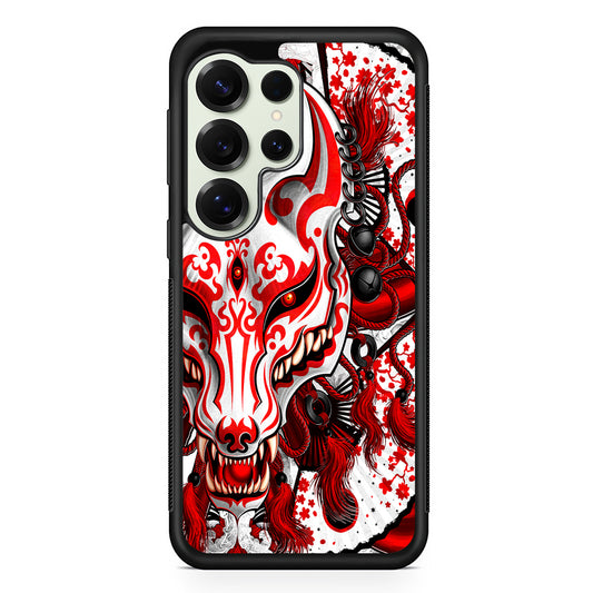 Kitsune Fox Mask Bloody White Samsung Galaxy S25 Ultra Case | Durable Rubber Case for Samsung Galaxy S25 Ultra