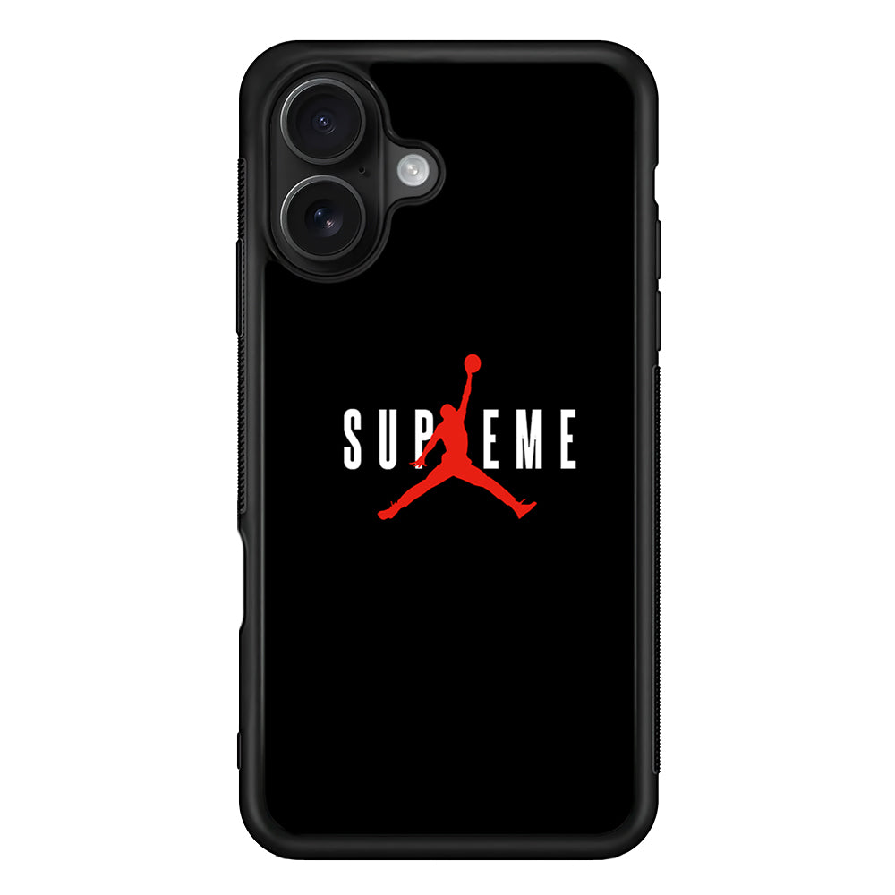 Jordan X Supreme Black Background iPhone 16 Case | Slim Rubber Case for iPhone 16