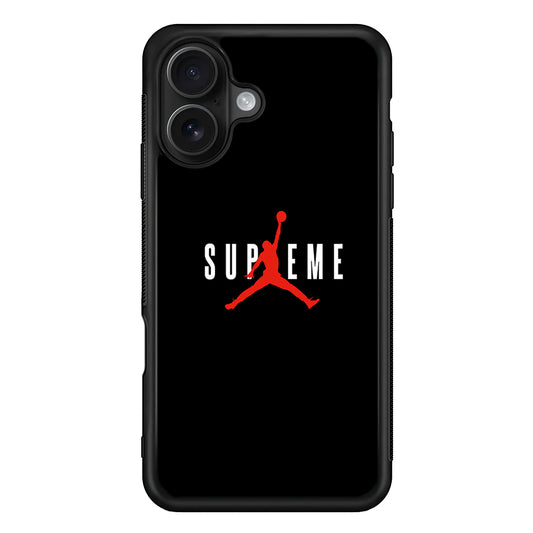 Jordan X Supreme Black Background iPhone 16 Case | Slim Rubber Case for iPhone 16
