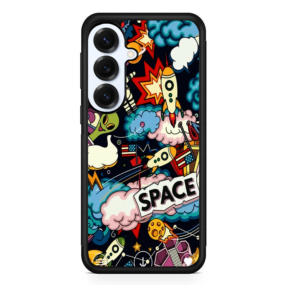 Cartoon Space Rockets Samsung Galaxy S25 Plus Case | Slim Rubber Cover for Samsung Galaxy S25 Plus