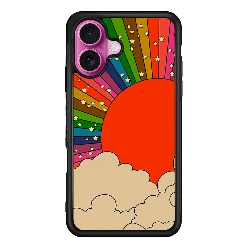 Rainbow 70s Sunset iPhone 17 Case | Slim Protective Rubber Phone Cover