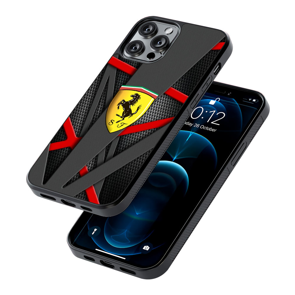 Ferrari Bold Red and Black 2D Rubber Phone Case | Slim Protective Phone Case
