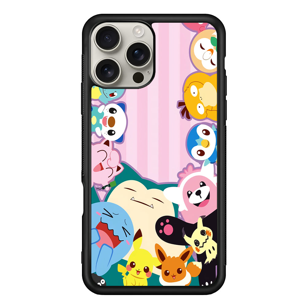 Aesthetic Pokemon Pink Stripe iPhone 16 Pro Max Case | Stylish Protective Case for iPhone 16 Pro Max