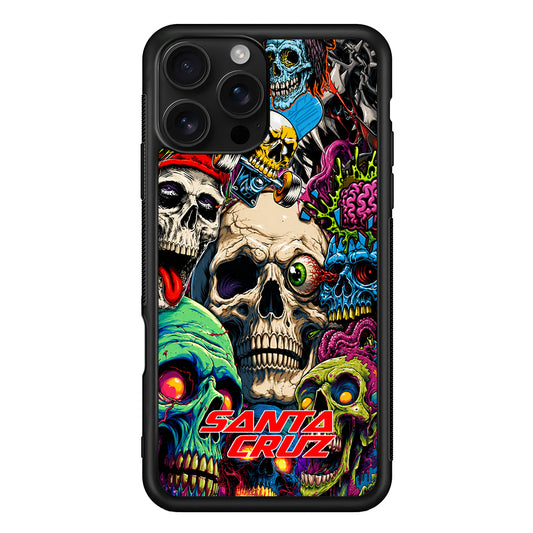 Santa Cruz Skateboard Skull iPhone 16 Pro Case | Slim Rubber Case for iPhone 16 Pro