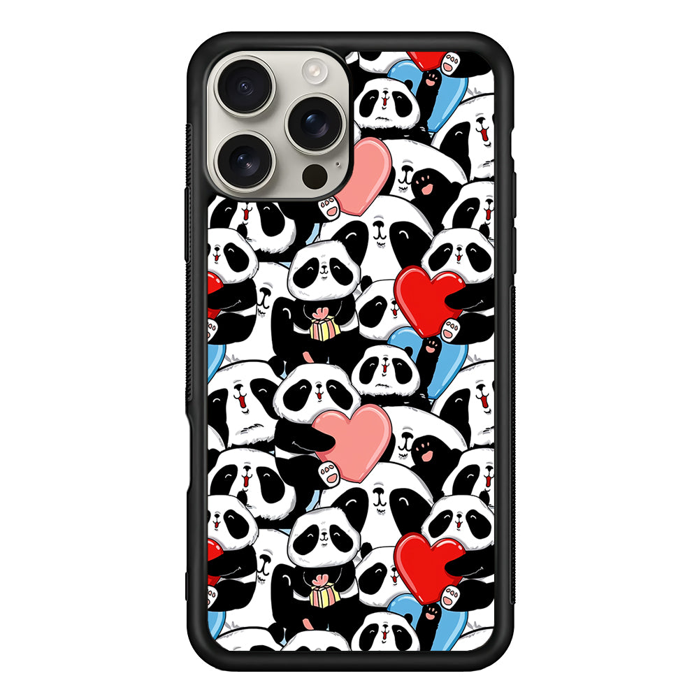 Pink Heart Panda iPhone 16 Pro Max Case | Stylish Protective Case for iPhone 16 Pro Max