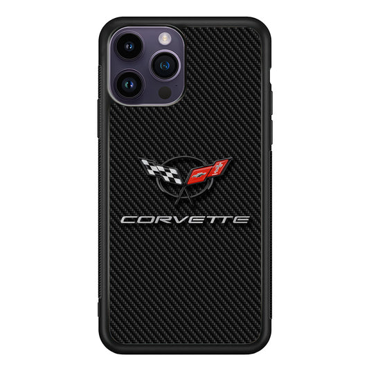 Chevrolet Corvette Logo Carbon iPhone 14 Pro Max Case | Slim Rubber Case for iPhone 14 Pro Max