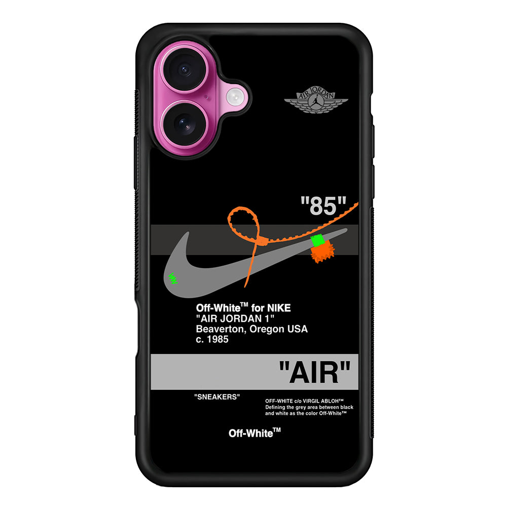 Off White x Nike Air Jordan Black iPhone 17 Case | Slim Rubber Case for iPhone 17