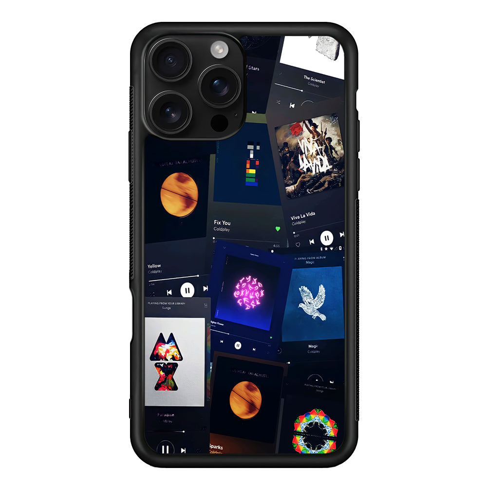 Coldplay Playlist Song iPhone 16 Pro Case | Durable Protective Case for iPhone 16 Pro
