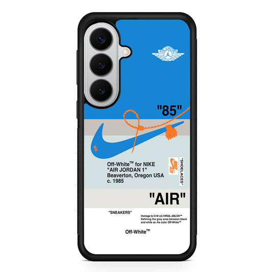 Off White x Nike Air Jordan Blue Samsung Galaxy S26 Case | Slim Rubber Case for Samsung Galaxy S26