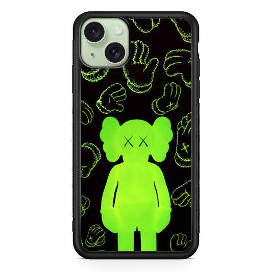 Kaws Doll Glowing Green iPhone 14 Plus Case | Slim Rubber Case for iPhone 14 Plus