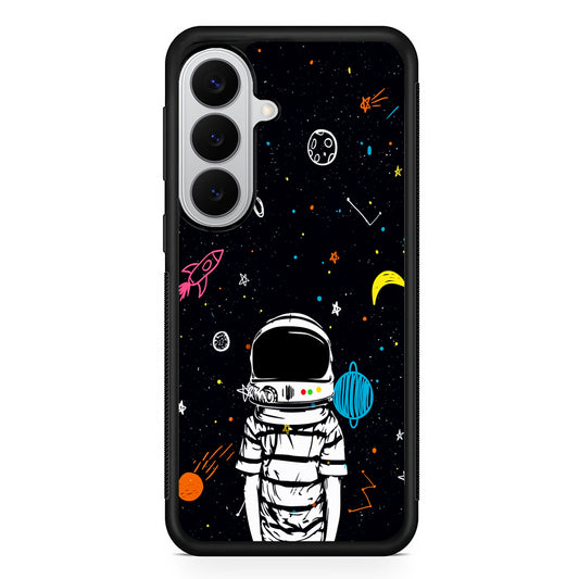 Astronaut Standing in Space Samsung Galaxy S26 Case | Protective Rubber Cover