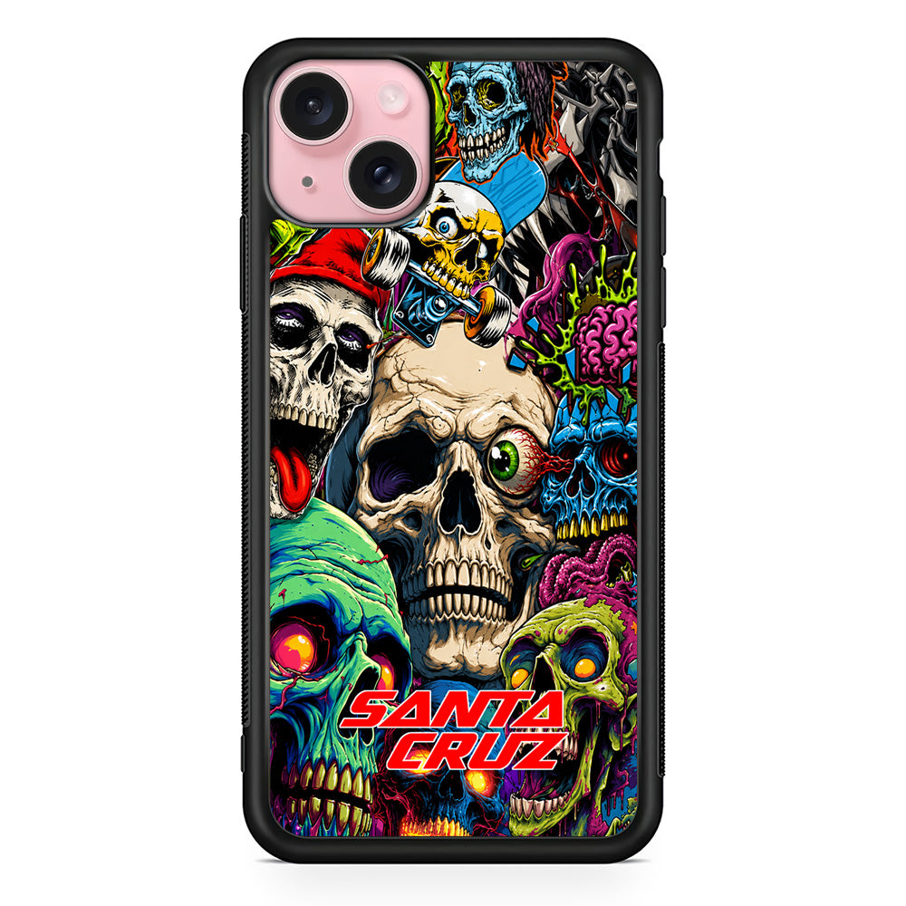 Santa Cruz Skateboard Skull iPhone 15 Case | Slim Rubber Case for iPhone 15