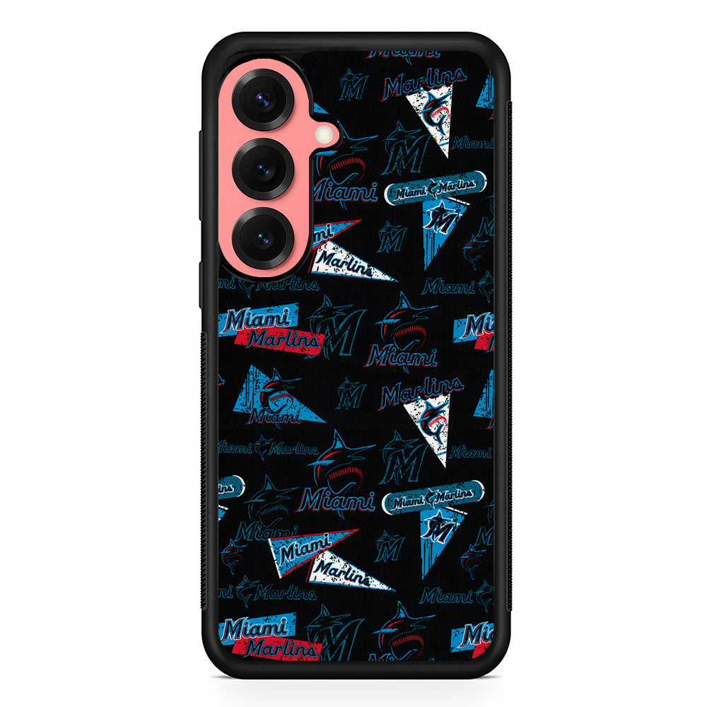 Miami Marlins Pattern Samsung Galaxy S25 Case | Protective Case for Samsung Galaxy S25