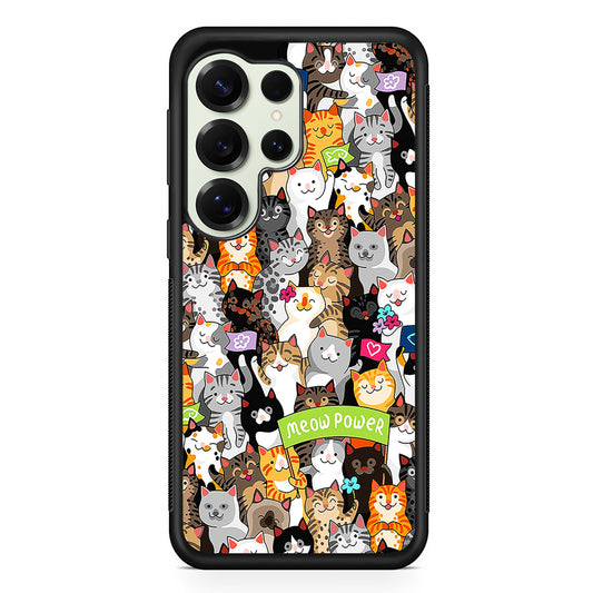 Cute Cats Meow Power Samsung Galaxy S25 Ultra Case | Durable Rubber Case for Samsung Galaxy S25 Ultra