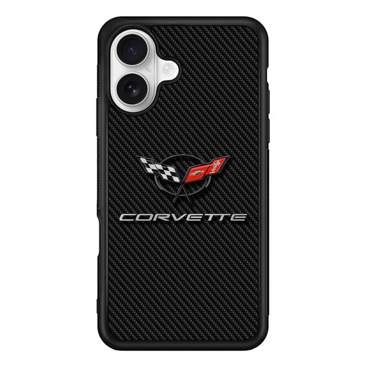 Chevrolet Corvette Logo Carbon iPhone 16 Plus Case | Slim Rubber Case for iPhone 16 Plus