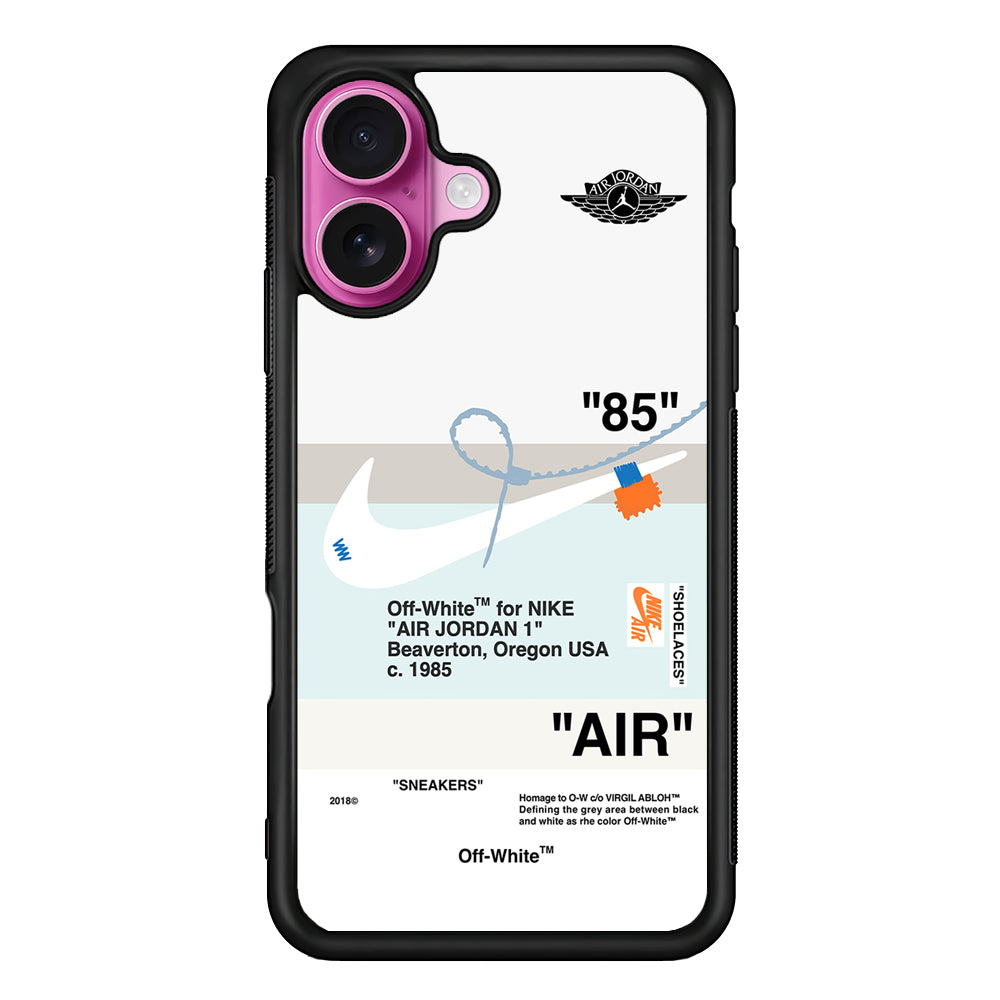 Off White x Nike Air Jordan Natural iPhone 17 Case | Slim Rubber Case for iPhone 17