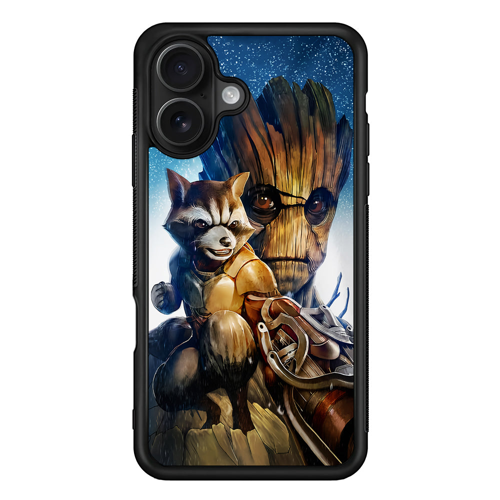 Rocket Raccoon and Groot iPhone 16 Case - Oxvistore