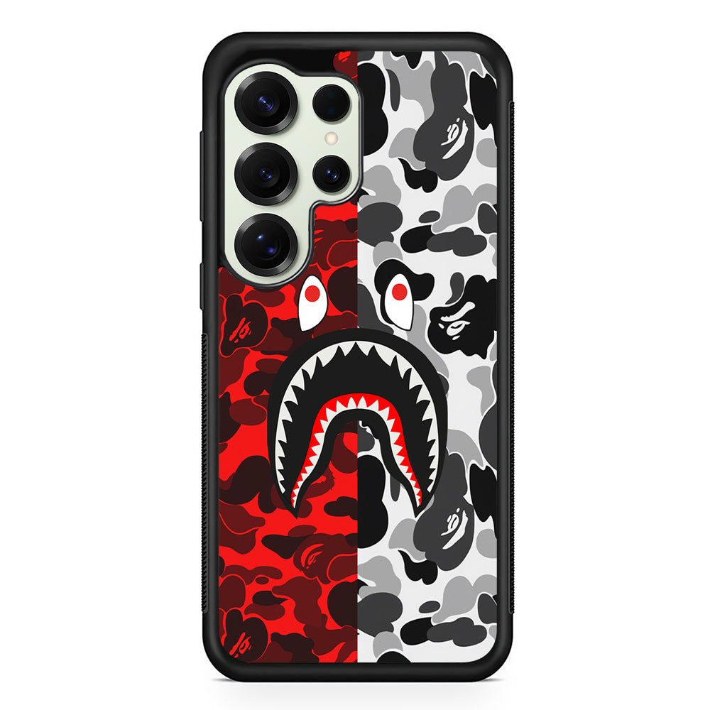 Bape Red Black Camo Samsung Galaxy S25 Ultra Case | Slim Rubber Case for Samsung Galaxy S25 Ultra