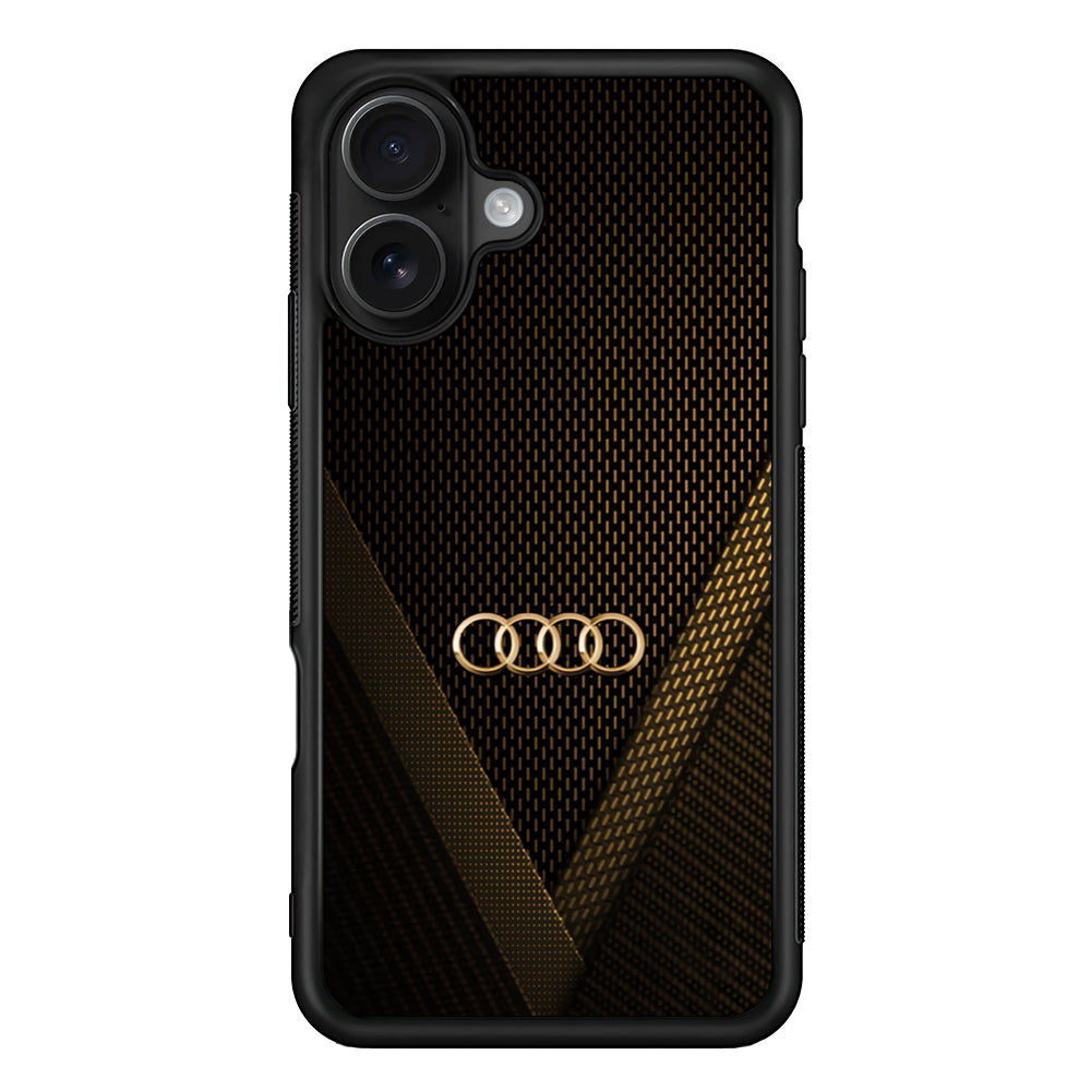 Audi Logo Gold Against a Dark iPhone 16 Case | Slim Rubber Case for iPhone 16