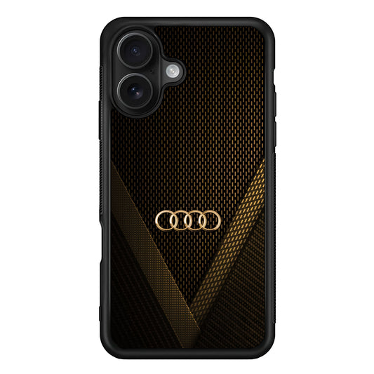 Audi Logo Gold Against a Dark iPhone 16 Case | Slim Rubber Case for iPhone 16